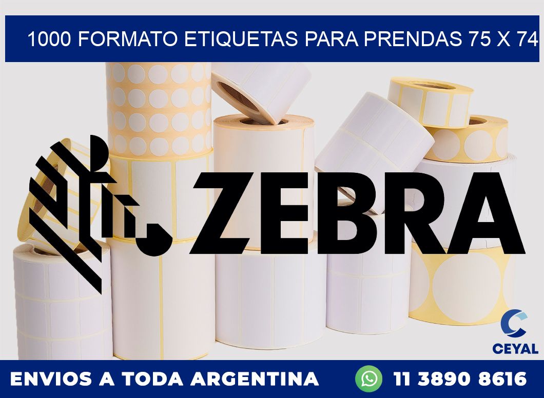 1000 FORMATO ETIQUETAS PARA PRENDAS 75 x 74