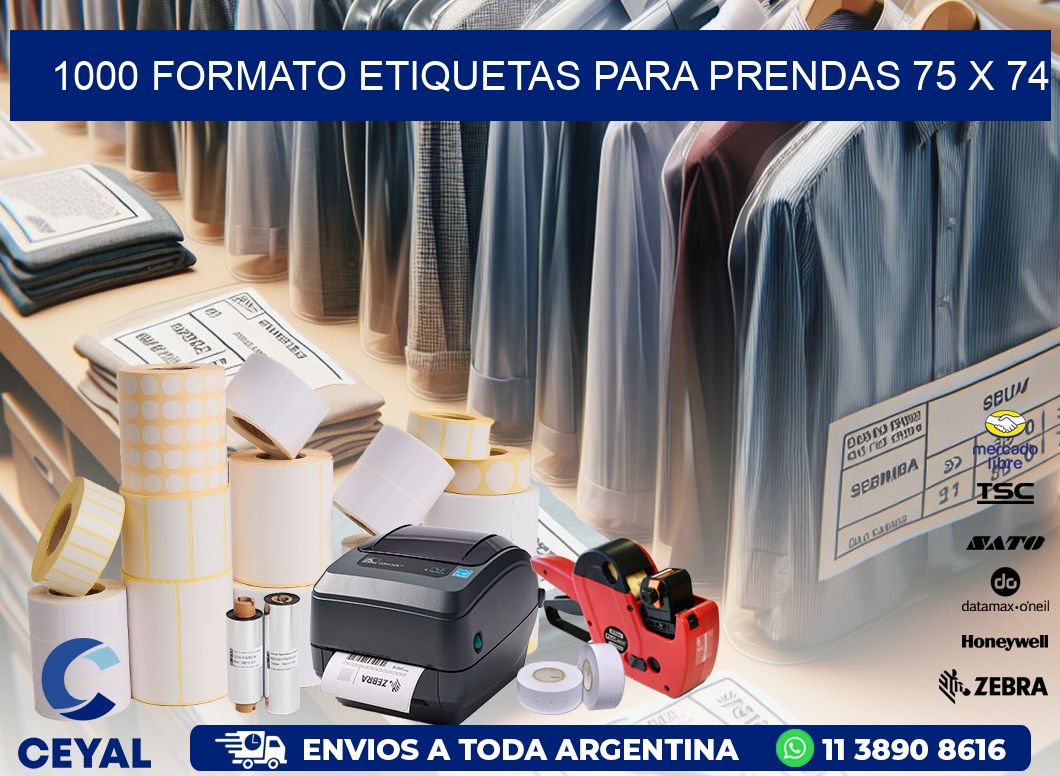 1000 FORMATO ETIQUETAS PARA PRENDAS 75 x 74