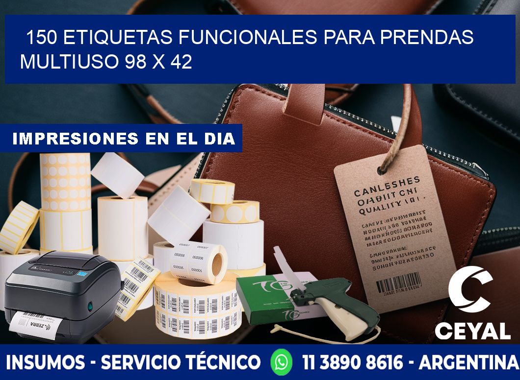 150 ETIQUETAS FUNCIONALES PARA PRENDAS MULTIUSO 98 x 42