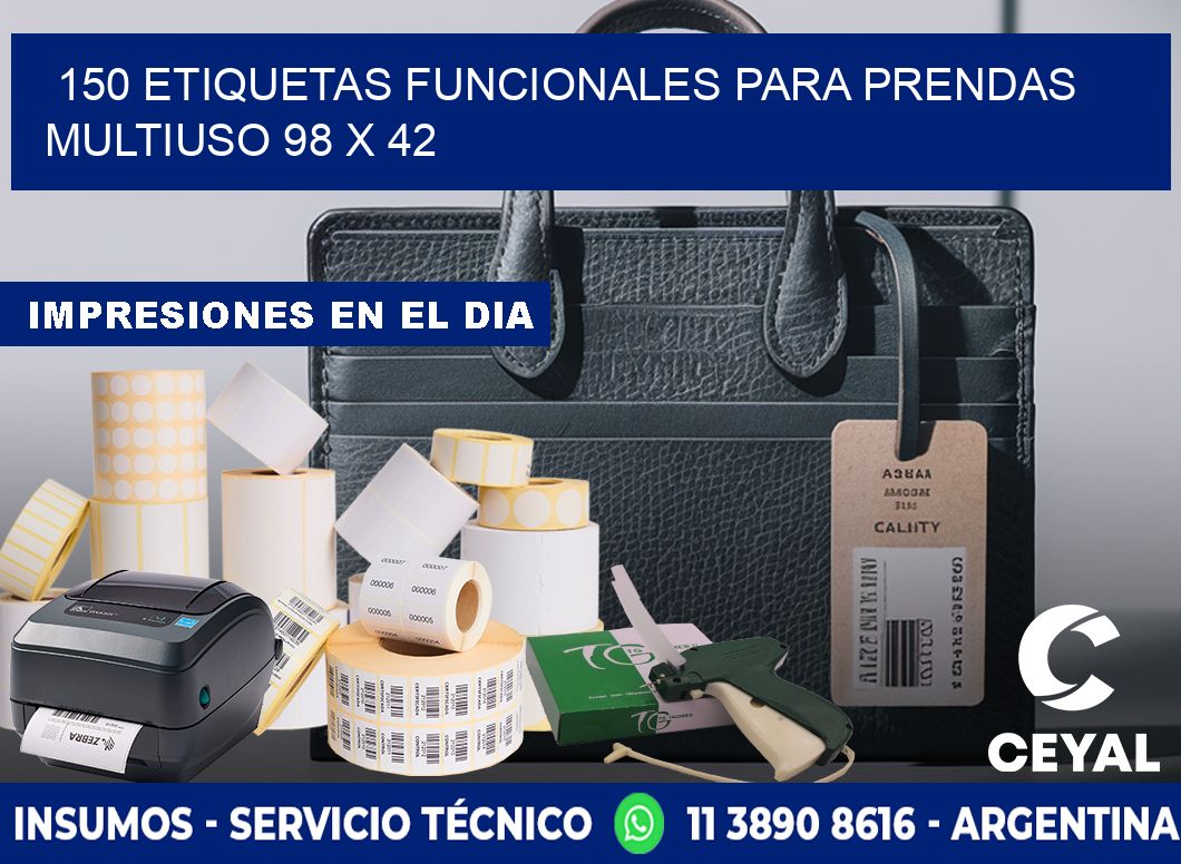 150 ETIQUETAS FUNCIONALES PARA PRENDAS MULTIUSO 98 x 42