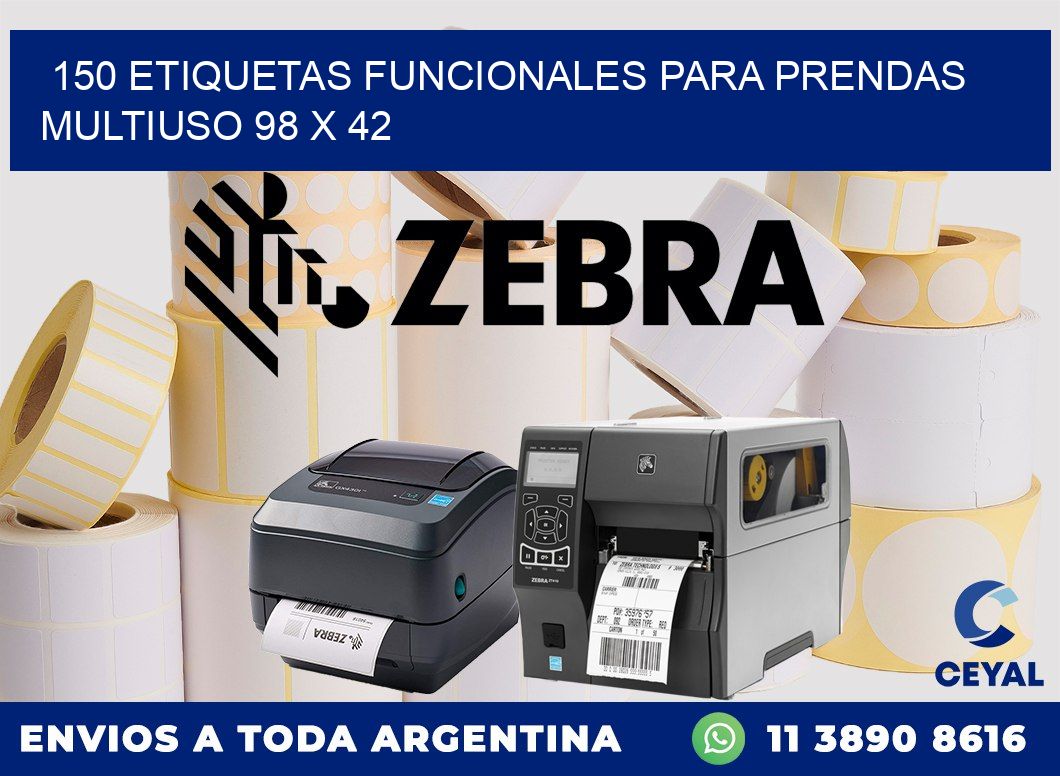 150 ETIQUETAS FUNCIONALES PARA PRENDAS MULTIUSO 98 x 42