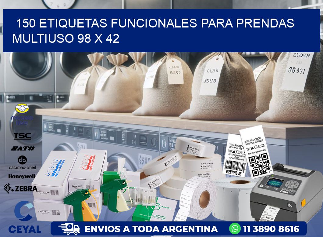 150 ETIQUETAS FUNCIONALES PARA PRENDAS MULTIUSO 98 x 42