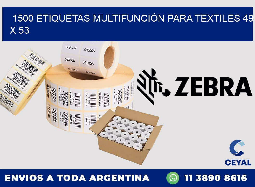 1500 ETIQUETAS MULTIFUNCIÓN PARA TEXTILES 49 x 53