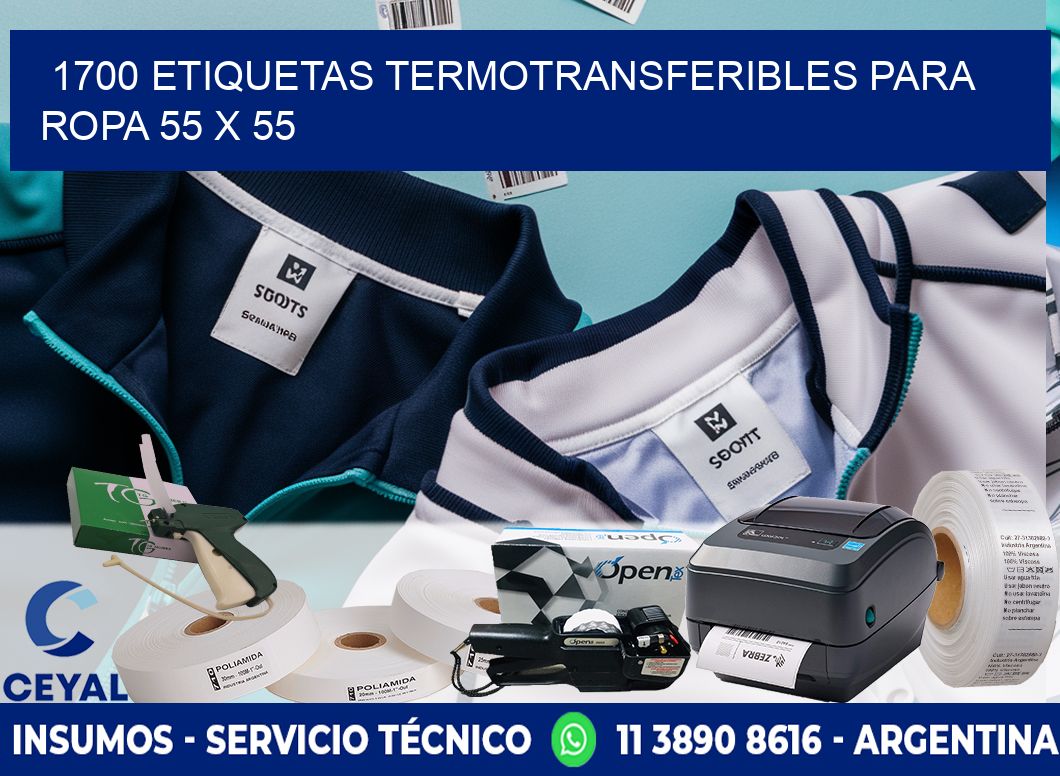 1700 ETIQUETAS TERMOTRANSFERIBLES PARA ROPA 55 x 55