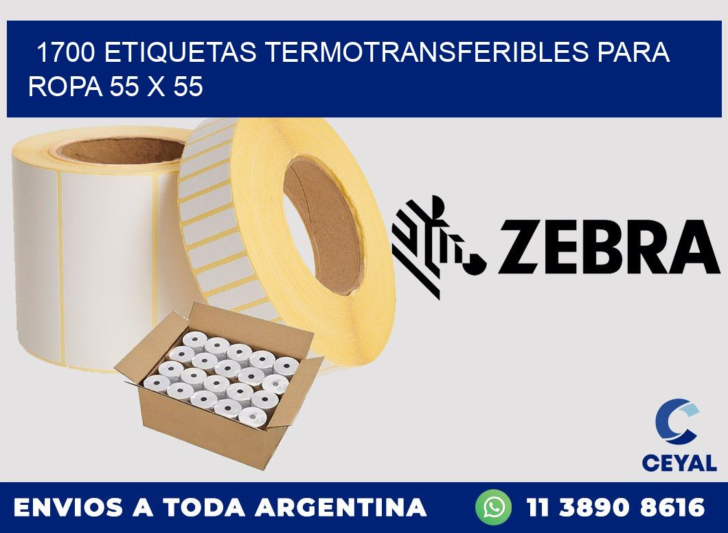 1700 ETIQUETAS TERMOTRANSFERIBLES PARA ROPA 55 x 55