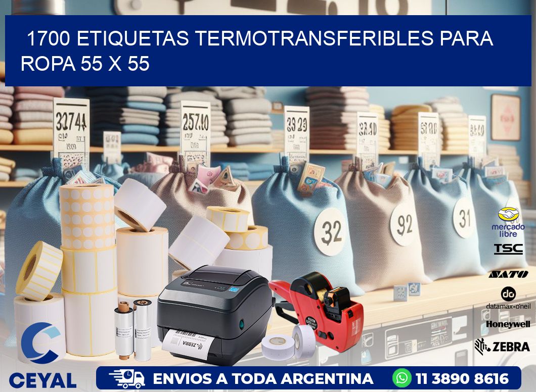 1700 ETIQUETAS TERMOTRANSFERIBLES PARA ROPA 55 x 55