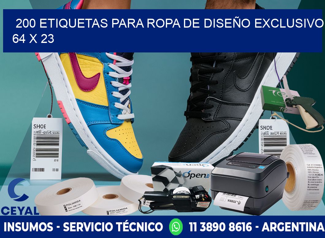 200 ETIQUETAS PARA ROPA DE DISEÑO EXCLUSIVO 64 x 23