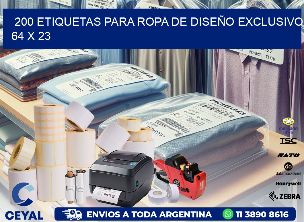 200 ETIQUETAS PARA ROPA DE DISEÑO EXCLUSIVO 64 x 23