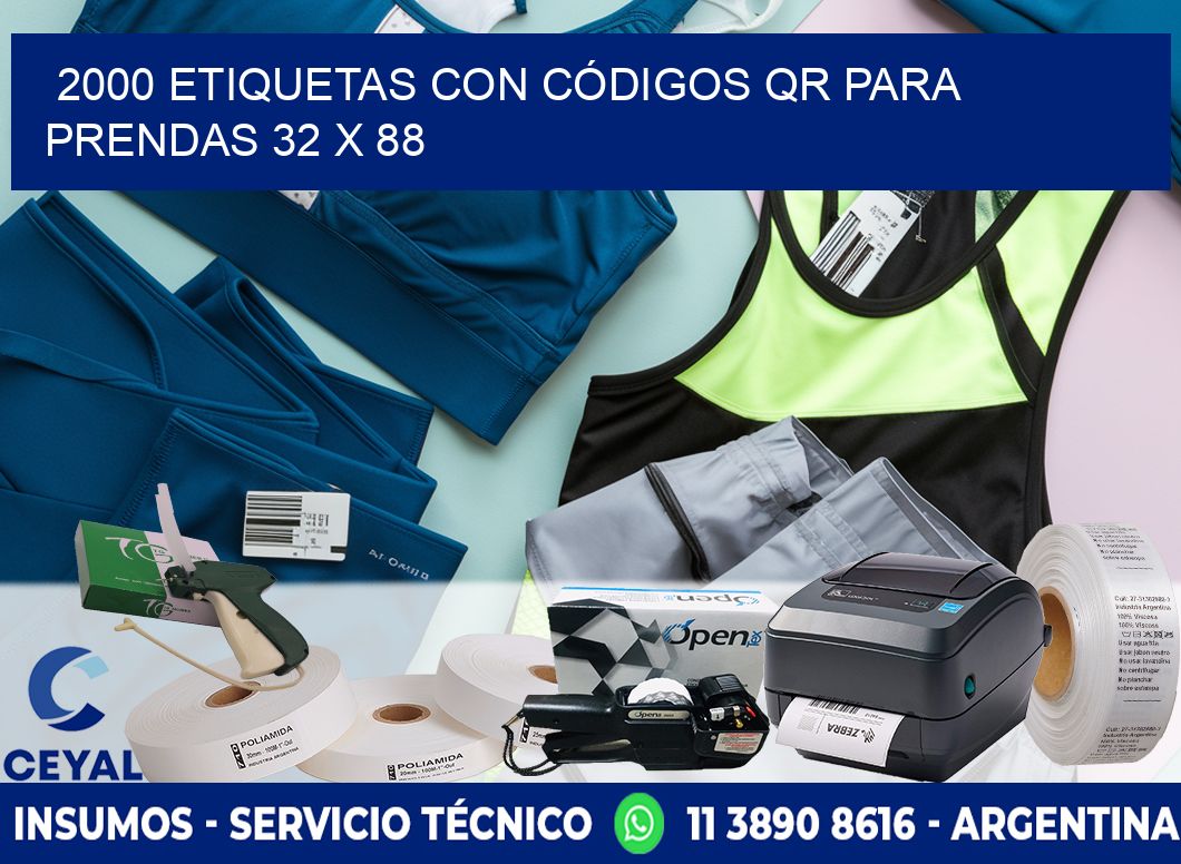 2000 ETIQUETAS CON CÓDIGOS QR PARA PRENDAS 32 x 88