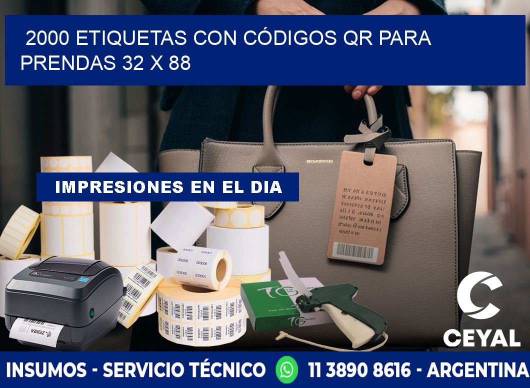 2000 ETIQUETAS CON CÓDIGOS QR PARA PRENDAS 32 x 88
