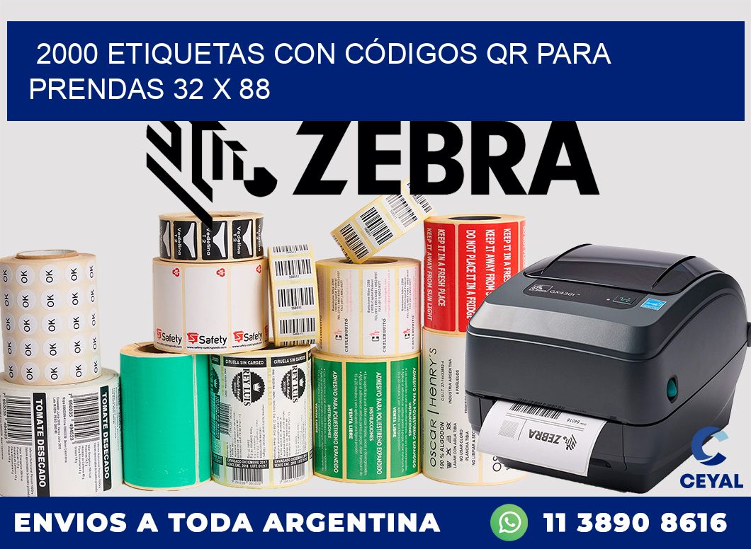 2000 ETIQUETAS CON CÓDIGOS QR PARA PRENDAS 32 x 88