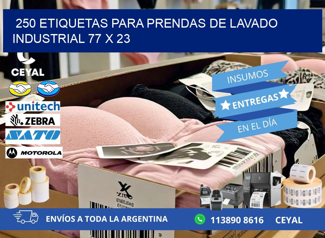 250 ETIQUETAS PARA PRENDAS DE LAVADO INDUSTRIAL 77 x 23