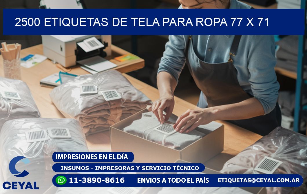 2500 ETIQUETAS DE TELA PARA ROPA 77 x 71