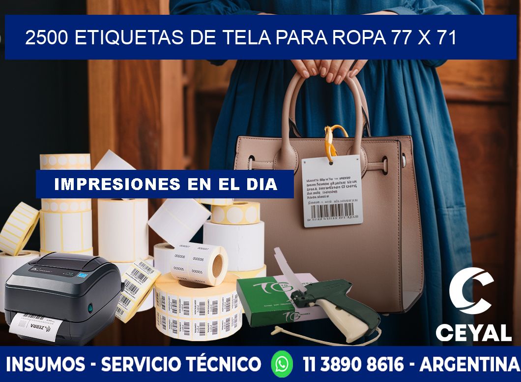 2500 ETIQUETAS DE TELA PARA ROPA 77 x 71