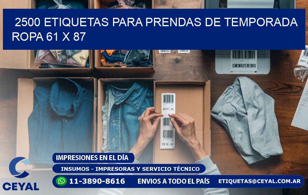 2500 ETIQUETAS PARA PRENDAS DE TEMPORADA ROPA 61 x 87