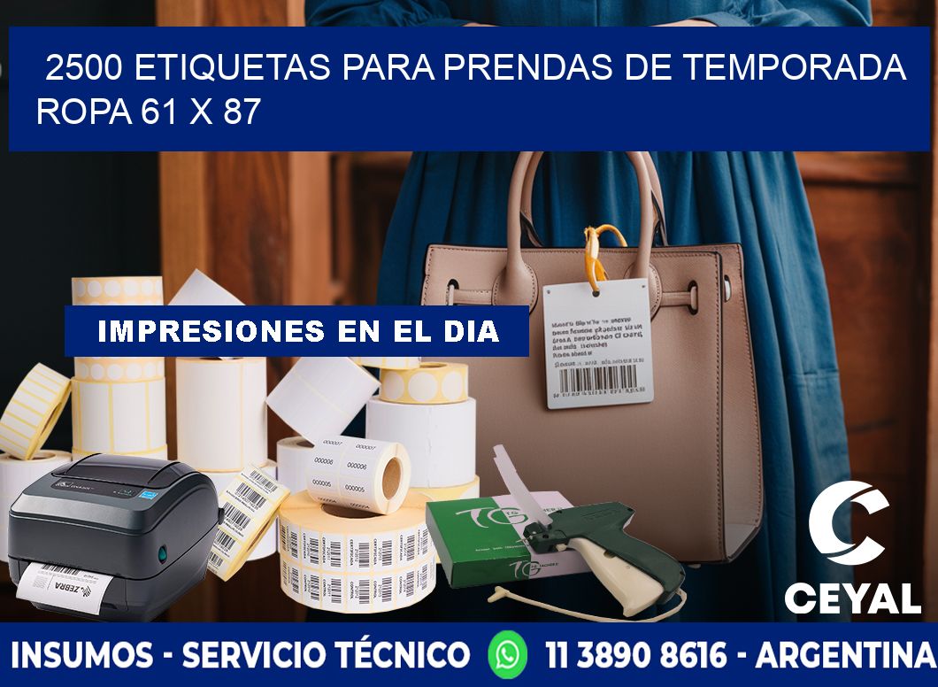 2500 ETIQUETAS PARA PRENDAS DE TEMPORADA ROPA 61 x 87