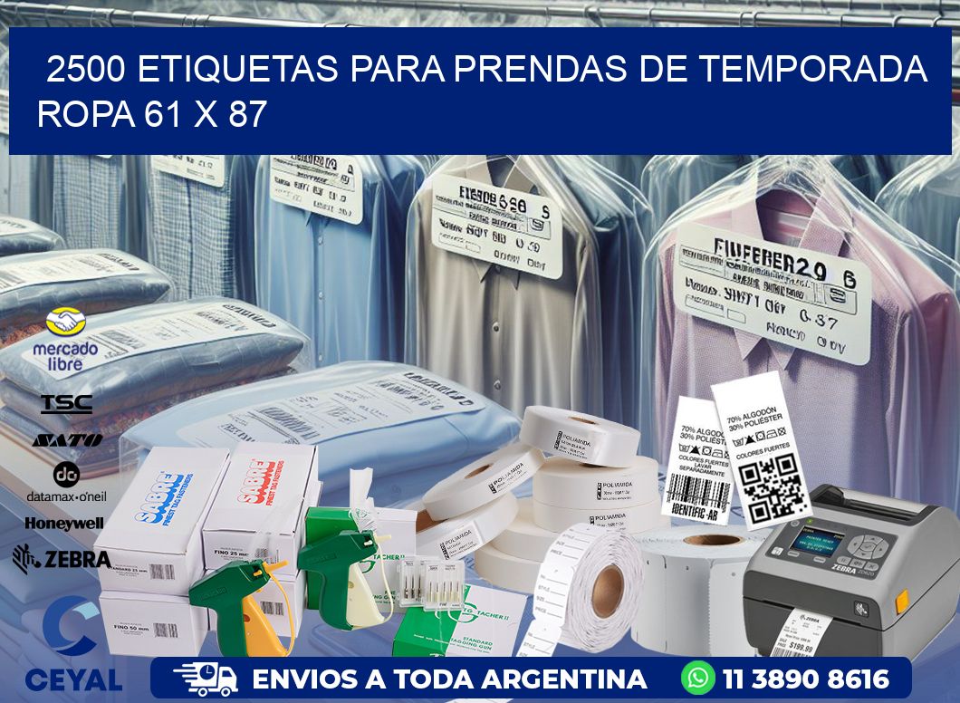 2500 ETIQUETAS PARA PRENDAS DE TEMPORADA ROPA 61 x 87