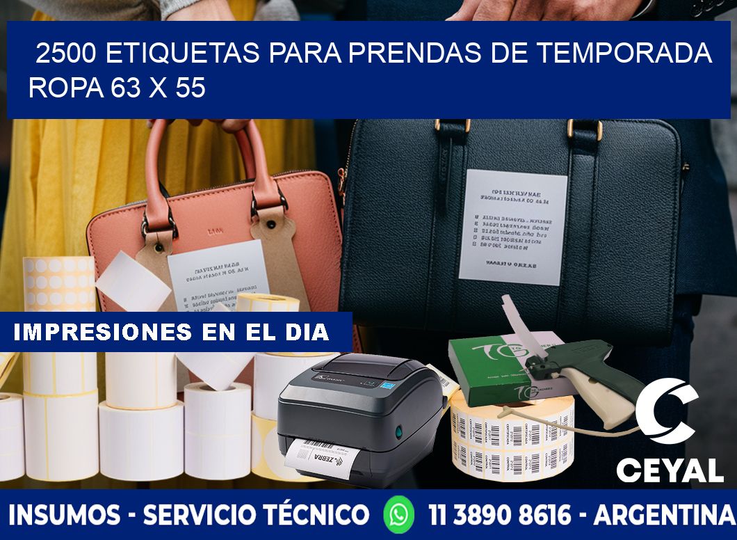 2500 ETIQUETAS PARA PRENDAS DE TEMPORADA ROPA 63 x 55