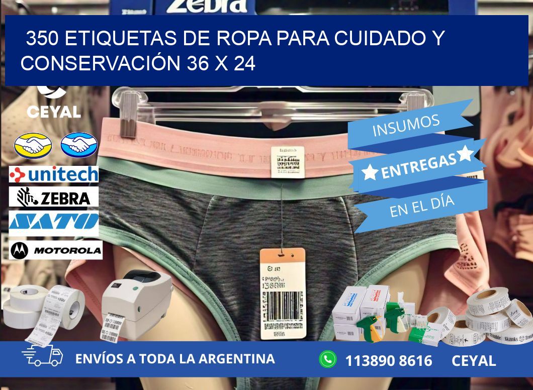 350 ETIQUETAS DE ROPA PARA CUIDADO Y CONSERVACIÓN 36 x 24