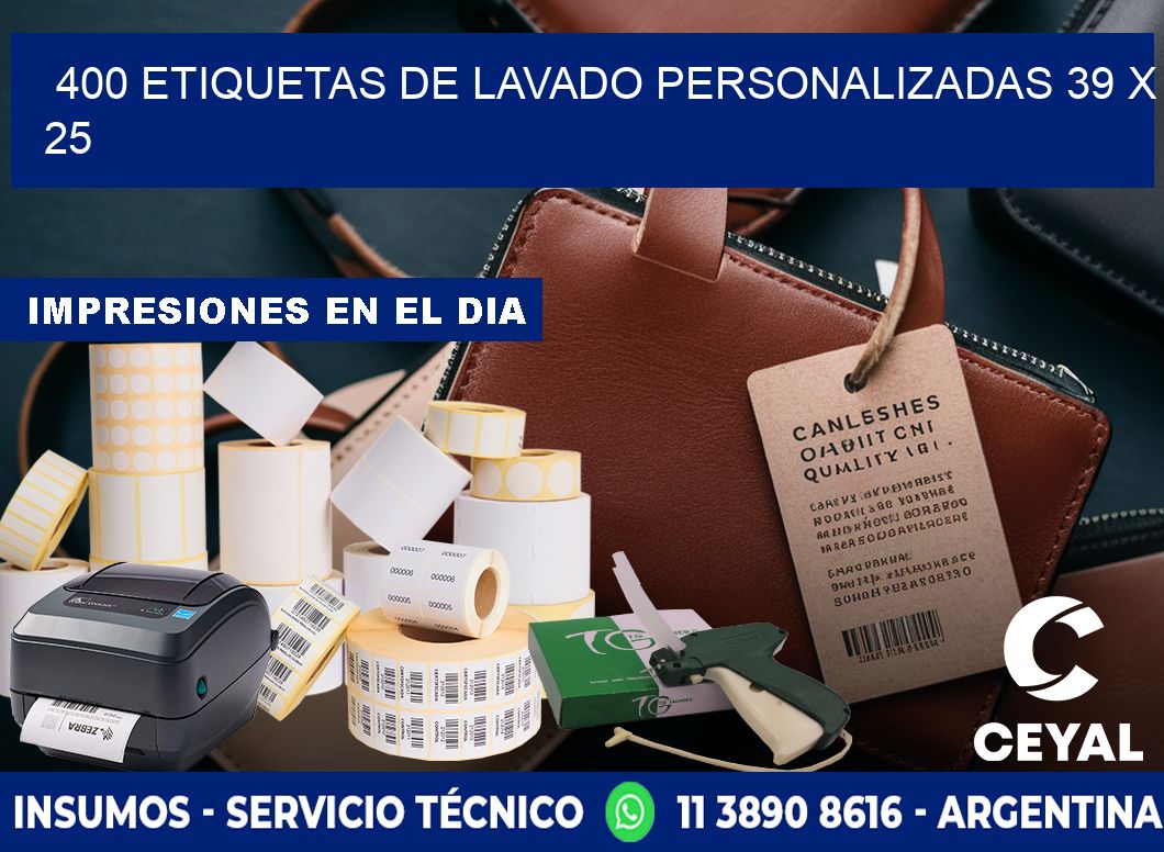 400 ETIQUETAS DE LAVADO PERSONALIZADAS 39 x 25