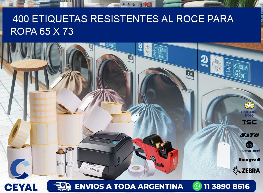 400 ETIQUETAS RESISTENTES AL ROCE PARA ROPA 65 x 73