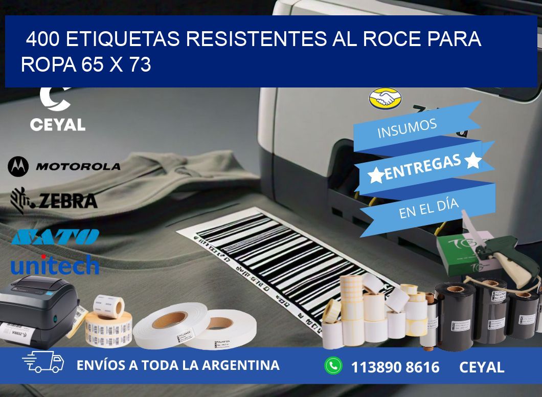 400 ETIQUETAS RESISTENTES AL ROCE PARA ROPA 65 x 73