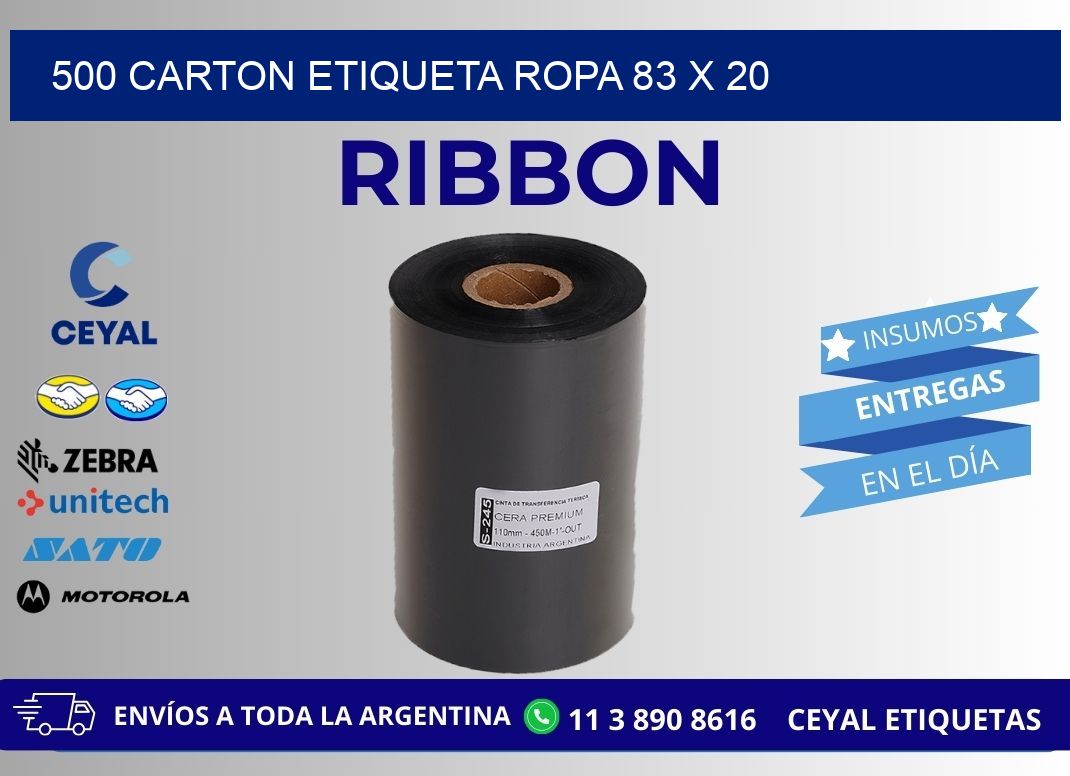 500 CARTON ETIQUETA ROPA 83 x 20