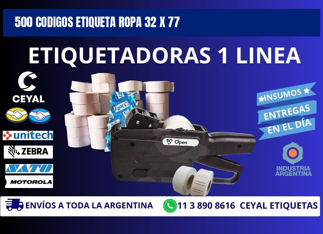500 CODIGOS ETIQUETA ROPA 32 x 77