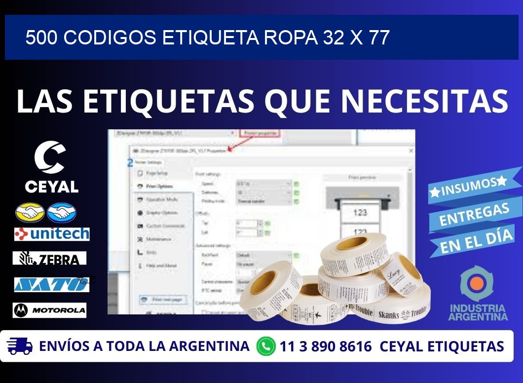 500 CODIGOS ETIQUETA ROPA 32 x 77