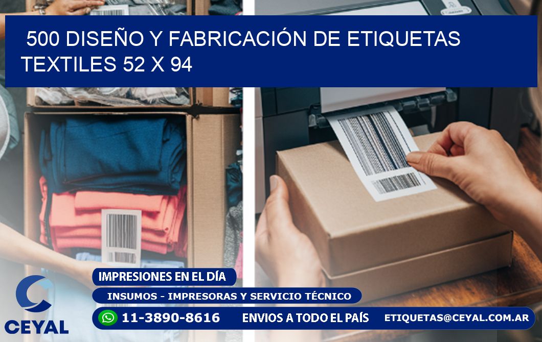 500 DISEÑO Y FABRICACIÓN DE ETIQUETAS TEXTILES 52 x 94
