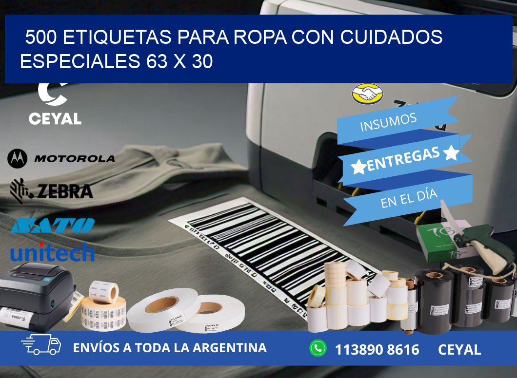 500 ETIQUETAS PARA ROPA CON CUIDADOS ESPECIALES 63 x 30