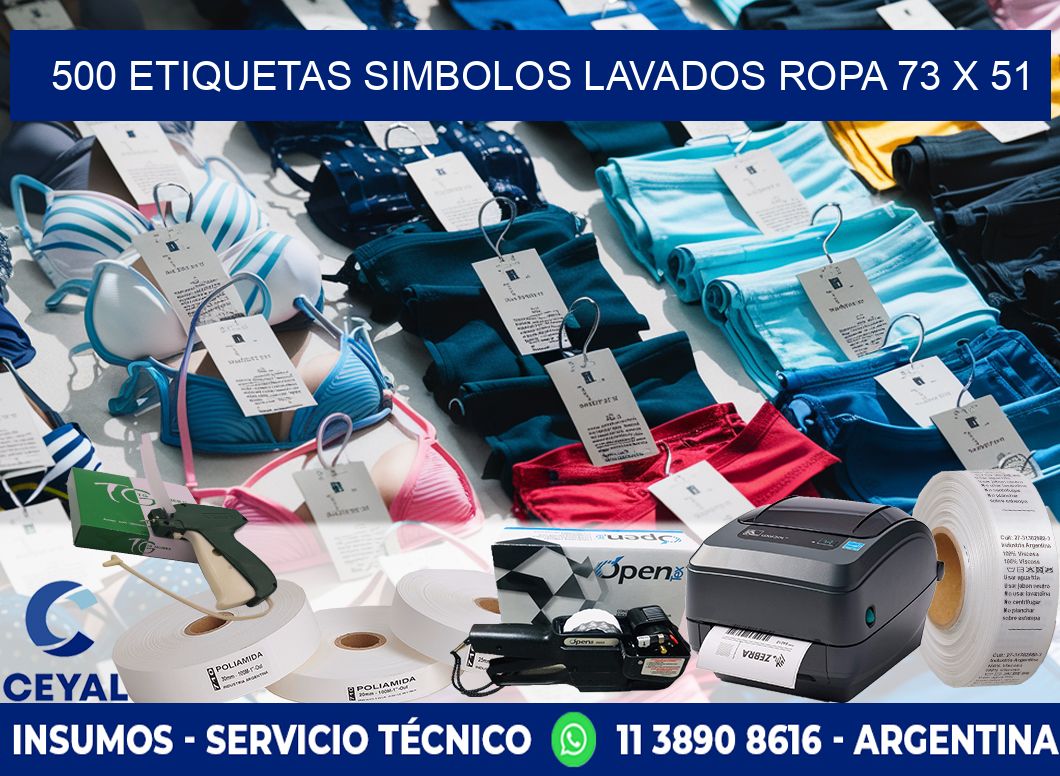 500 ETIQUETAS SIMBOLOS LAVADOS ROPA 73 x 51