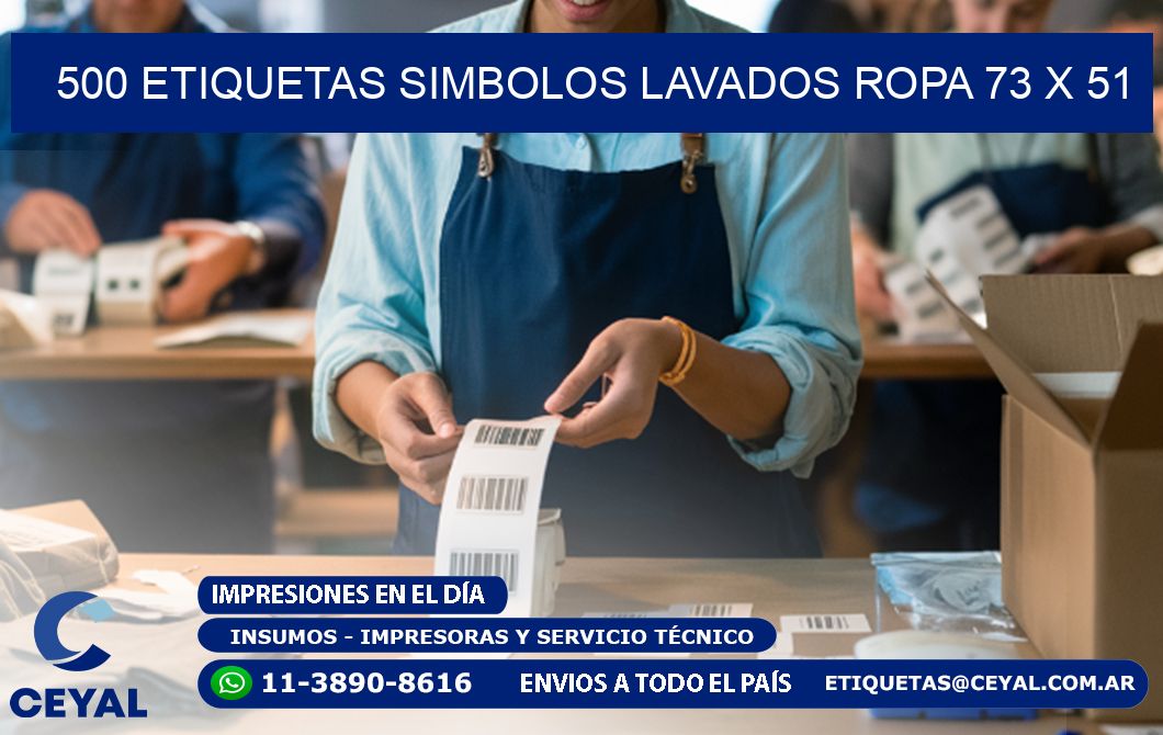 500 ETIQUETAS SIMBOLOS LAVADOS ROPA 73 x 51