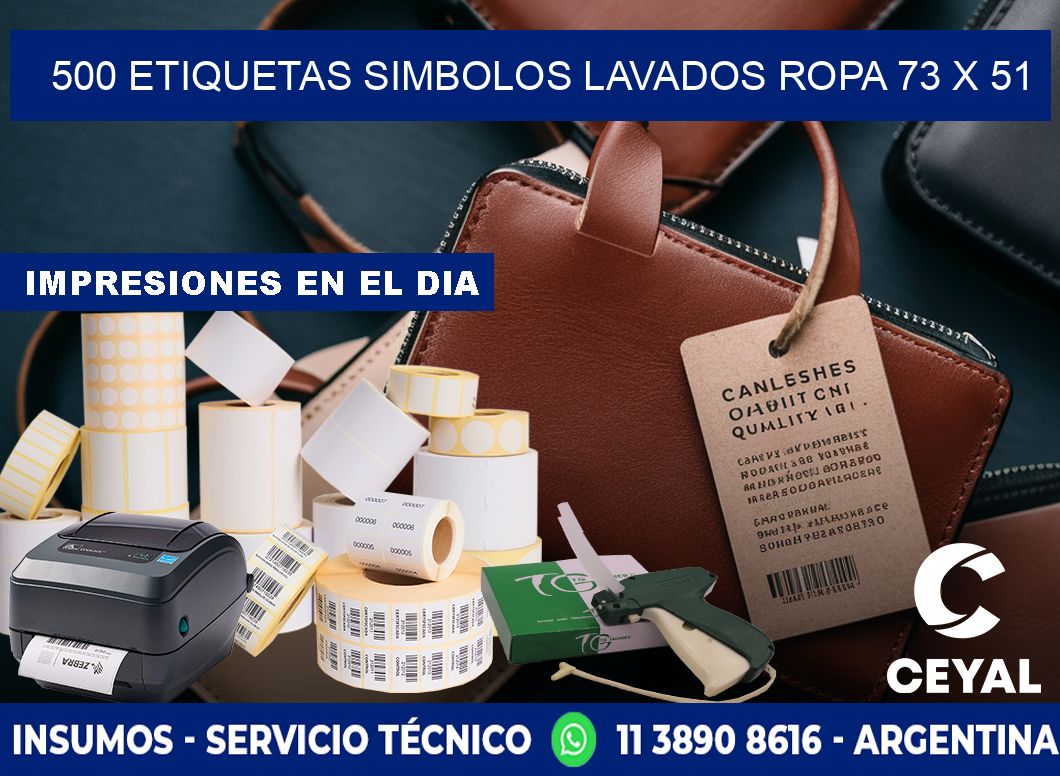 500 ETIQUETAS SIMBOLOS LAVADOS ROPA 73 x 51