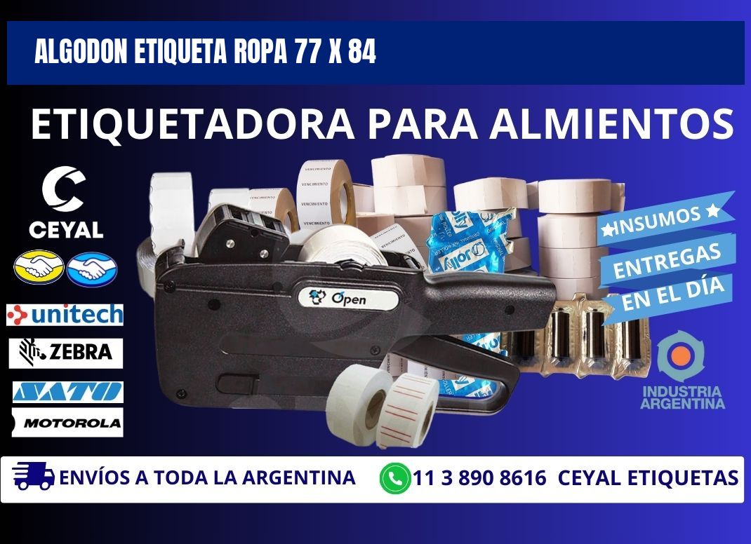 ALGODON ETIQUETA ROPA 77 x 84