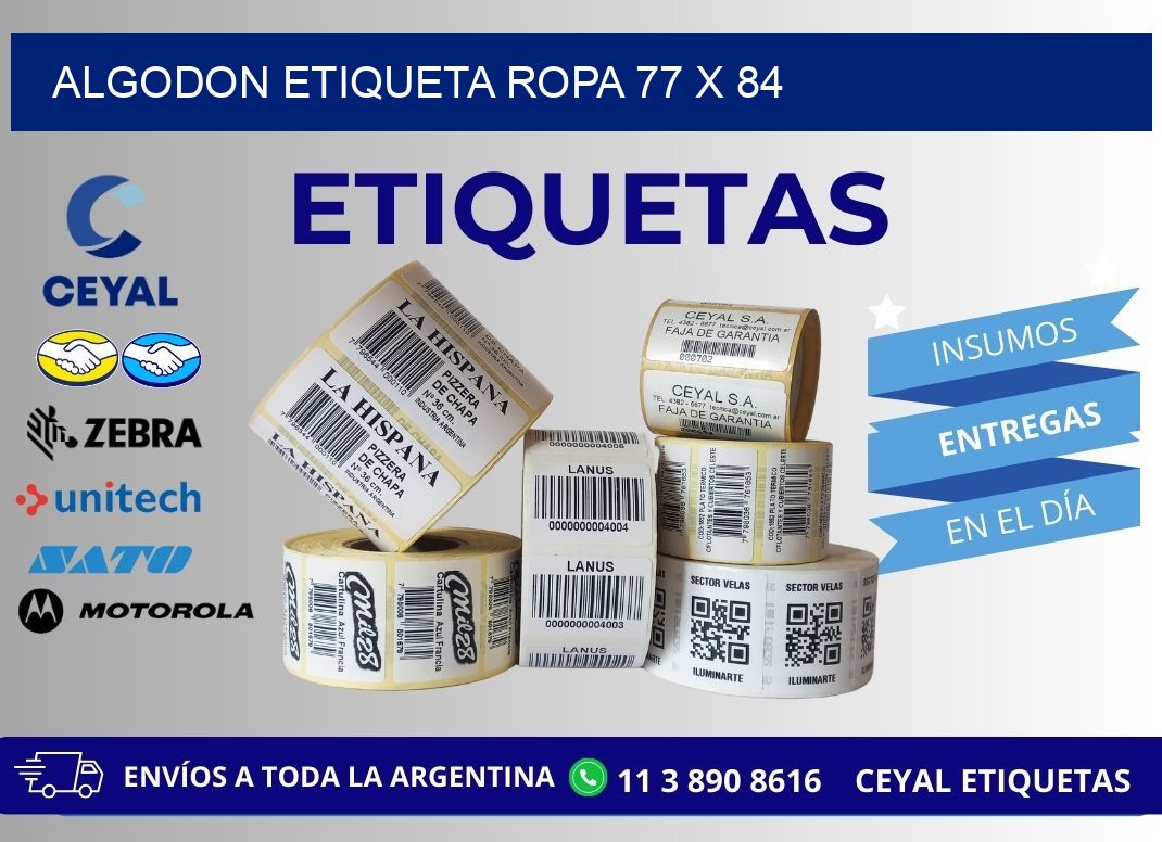 ALGODON ETIQUETA ROPA 77 x 84
