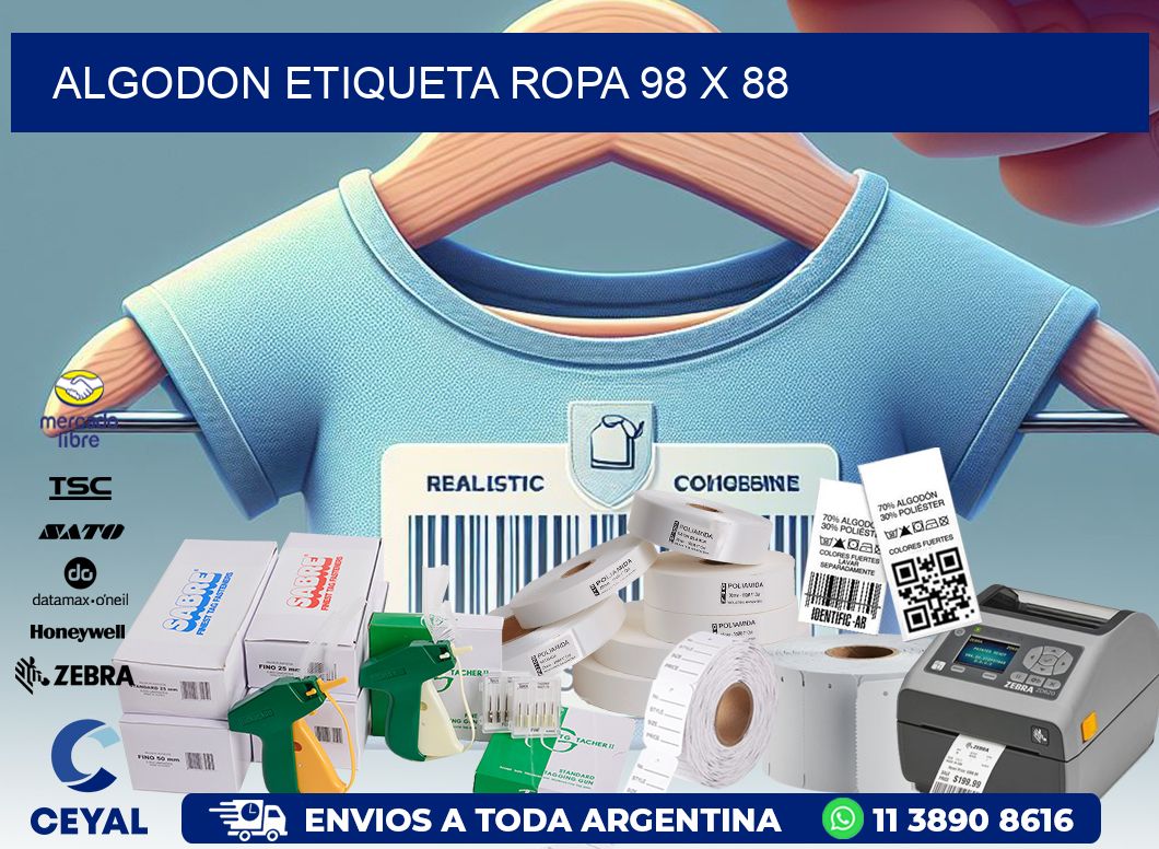 ALGODON ETIQUETA ROPA 98 x 88