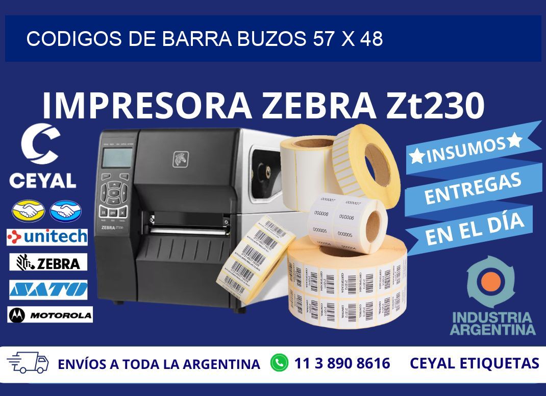 CODIGOS DE BARRA BUZOS 57 x 48