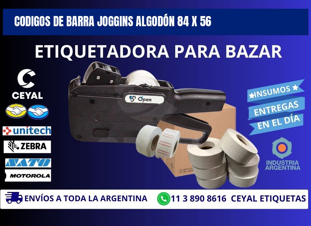 CODIGOS DE BARRA JOGGINS ALGODÓN 84 x 56