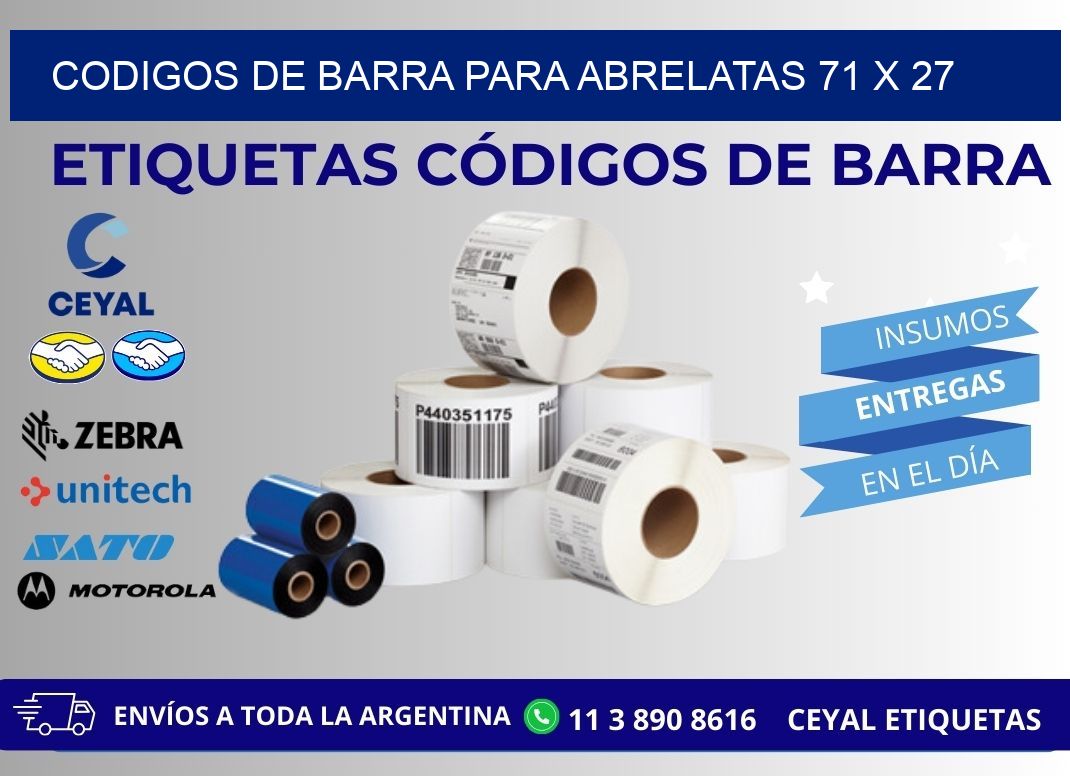 CODIGOS DE BARRA PARA ABRELATAS 71 x 27