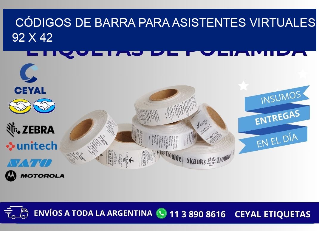 CÓDIGOS DE BARRA PARA ASISTENTES VIRTUALES 92 x 42