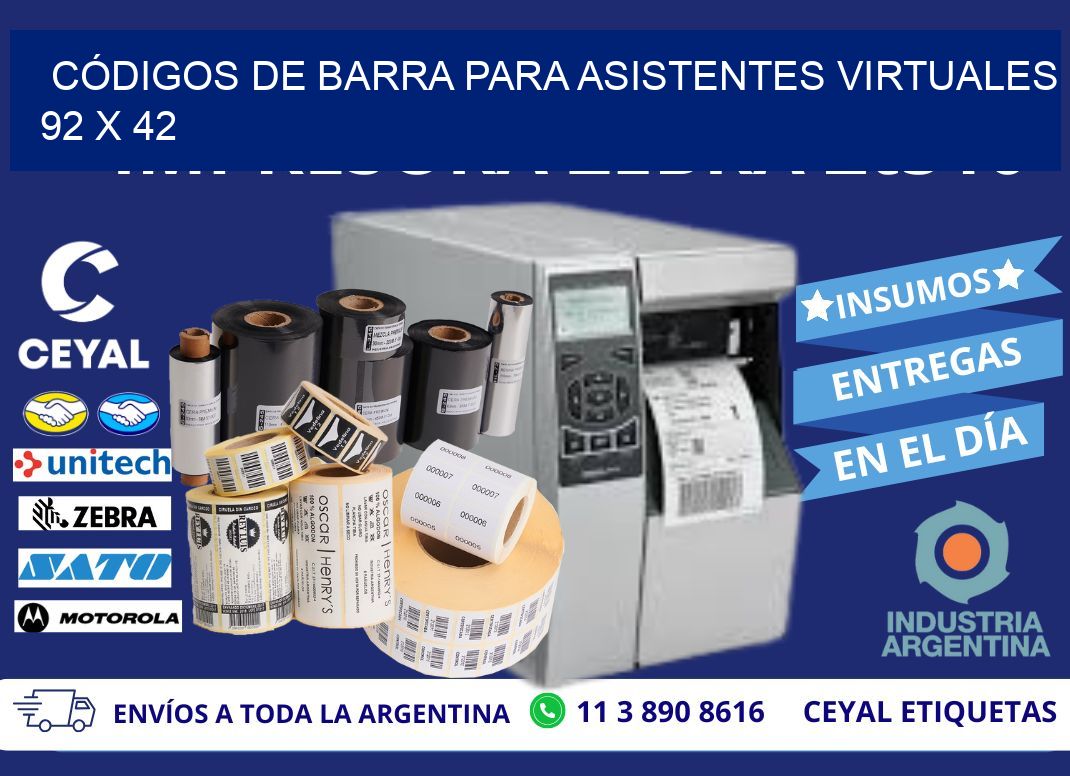 CÓDIGOS DE BARRA PARA ASISTENTES VIRTUALES 92 x 42