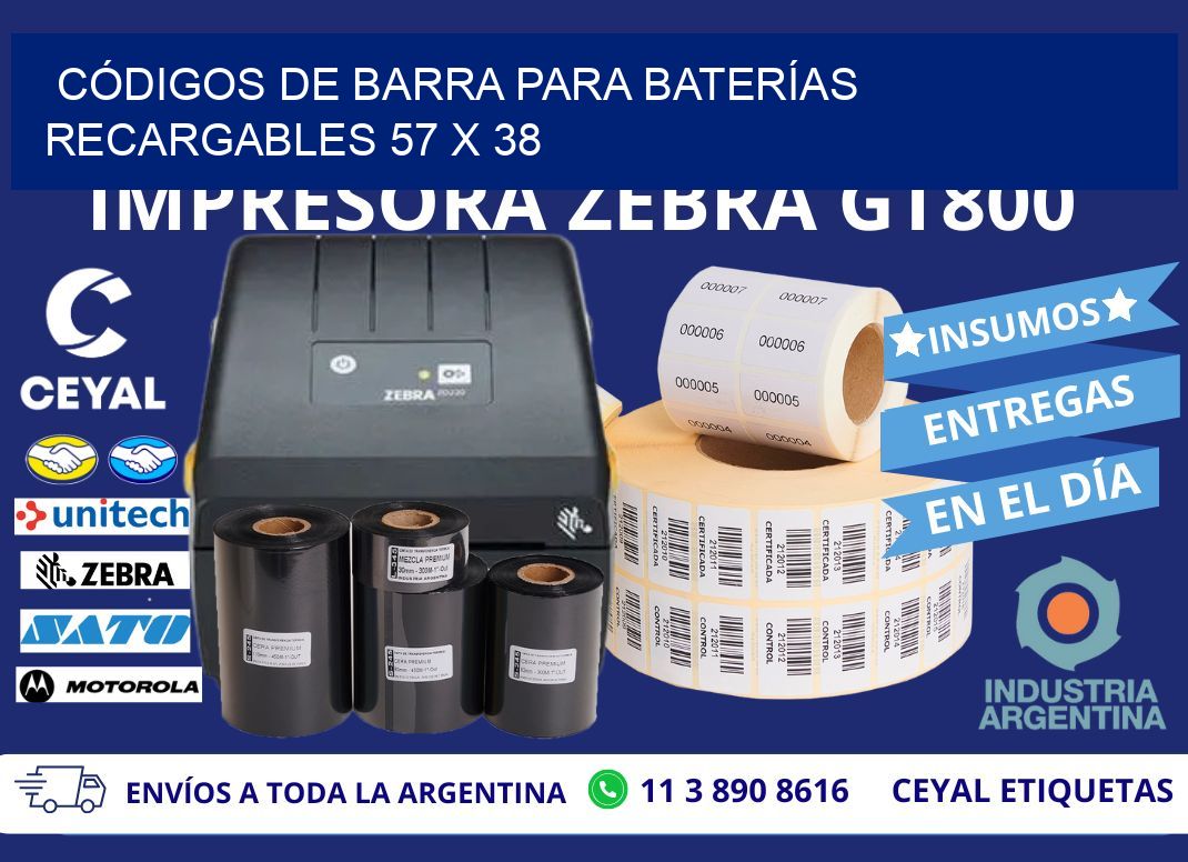 CÓDIGOS DE BARRA PARA BATERÍAS RECARGABLES 57 x 38