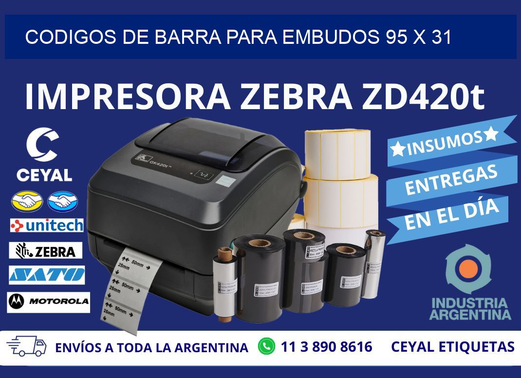 CODIGOS DE BARRA PARA EMBUDOS 95 x 31