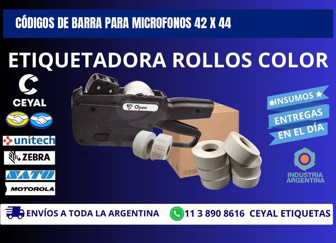 CÓDIGOS DE BARRA PARA MICROFONOS 42 x 44