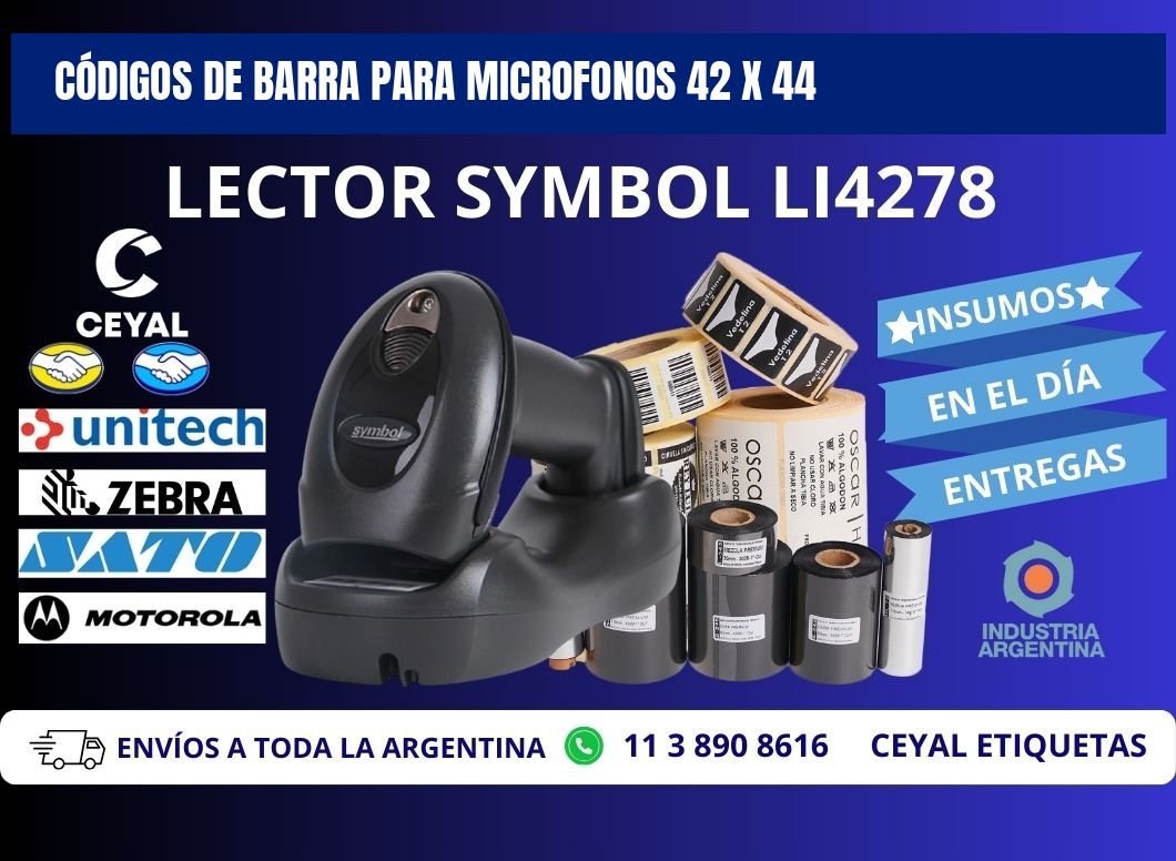 CÓDIGOS DE BARRA PARA MICROFONOS 42 x 44
