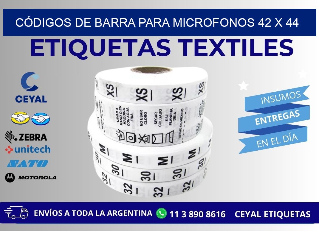CÓDIGOS DE BARRA PARA MICROFONOS 42 x 44