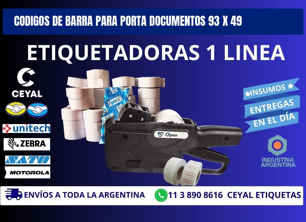 CODIGOS DE BARRA PARA PORTA DOCUMENTOS 93 x 49