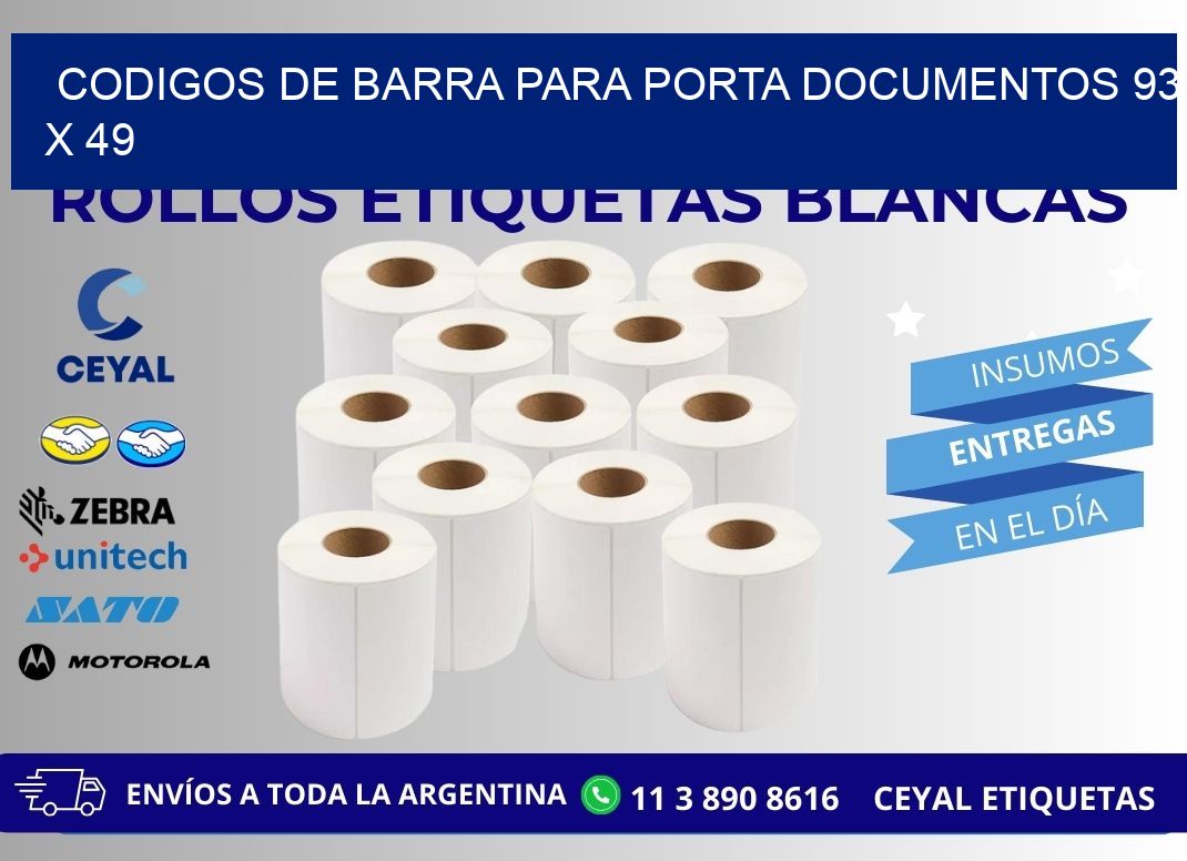 CODIGOS DE BARRA PARA PORTA DOCUMENTOS 93 x 49