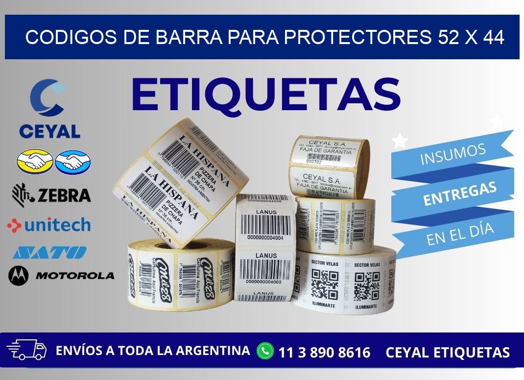 CODIGOS DE BARRA PARA PROTECTORES 52 x 44